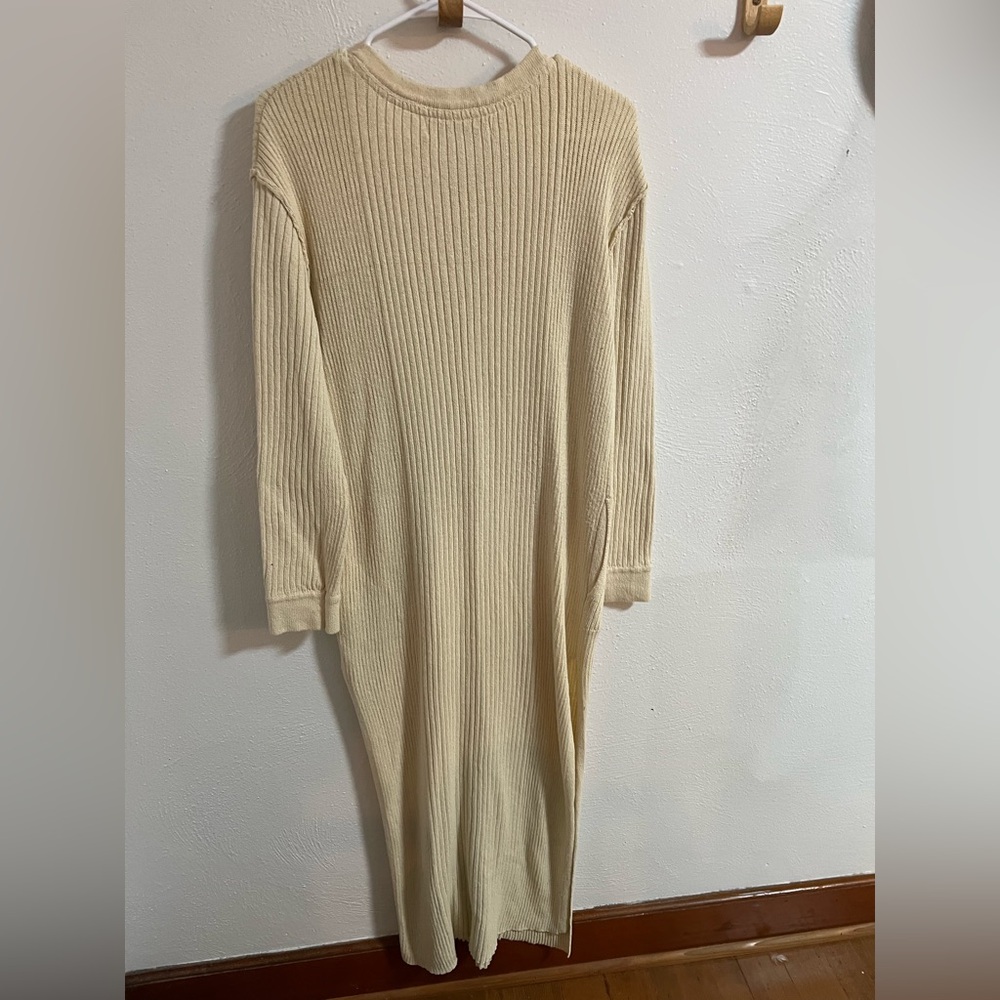 Free People Cream Ribbed Button-Down Dress SMALL - Picture 6 of 6
